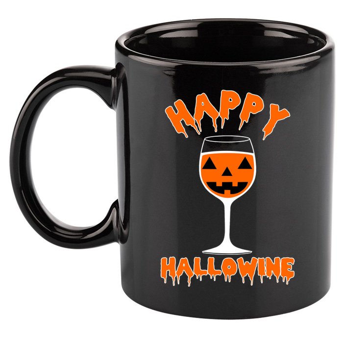 Happy Hallowine Funny Halloween Wine 11oz C Handle Ceramic Mug