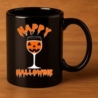 Happy Hallowine Funny Halloween Wine 11oz C Handle Ceramic Mug
