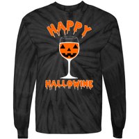 Happy Hallowine Funny Halloween Wine Tie-Dye Long Sleeve Shirt