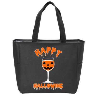 Happy Hallowine Funny Halloween Wine Zip Tote Bag