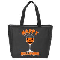 Happy Hallowine Funny Halloween Wine Zip Tote Bag