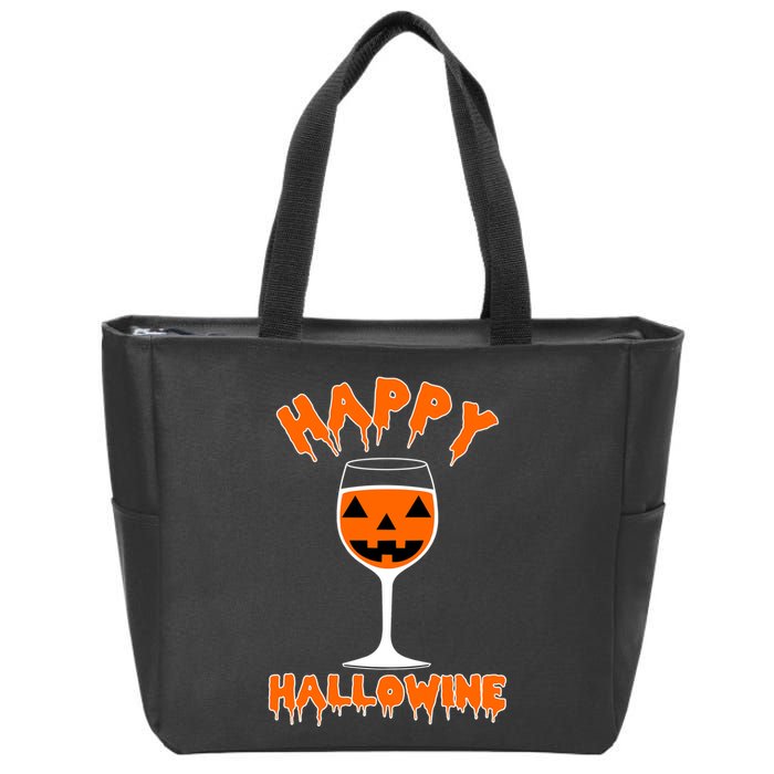Happy Hallowine Funny Halloween Wine Zip Tote Bag