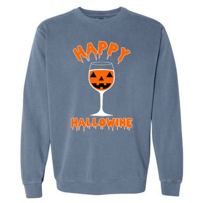 Happy Hallowine Funny Halloween Wine Garment-Dyed Sweatshirt