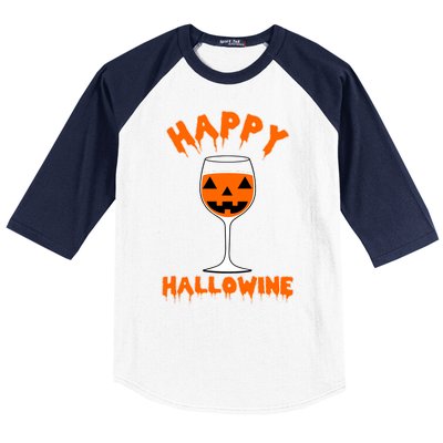 Happy Hallowine Funny Halloween Wine Baseball Sleeve Shirt