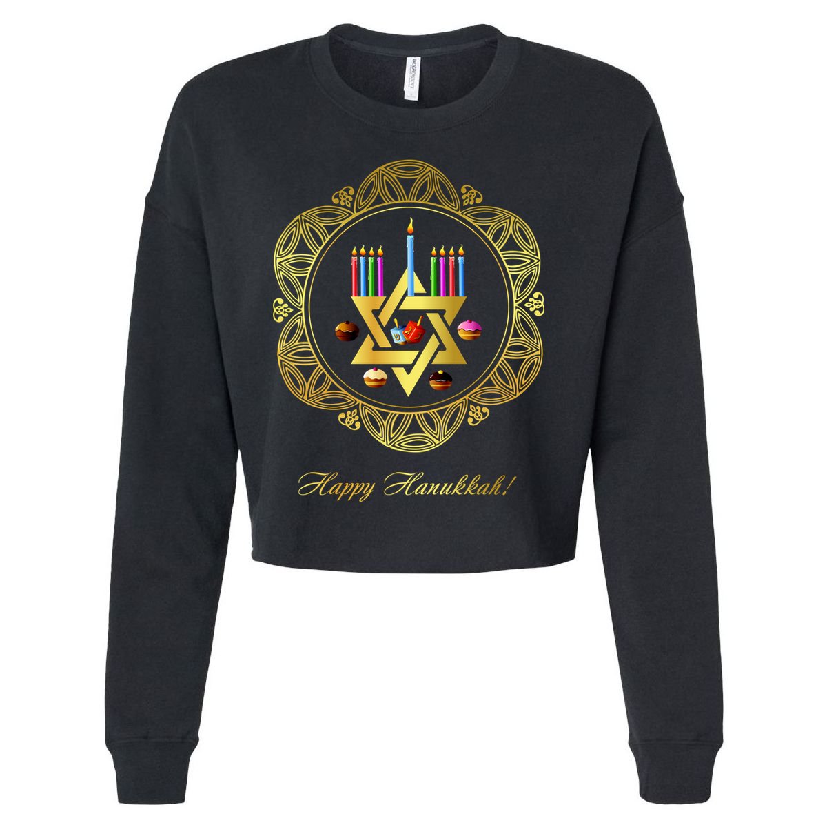 Happy Hanukkah Cropped Pullover Crew