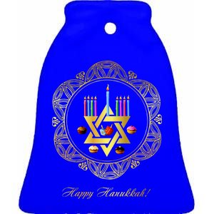 Happy Hanukkah Ceramic Bell Ornament