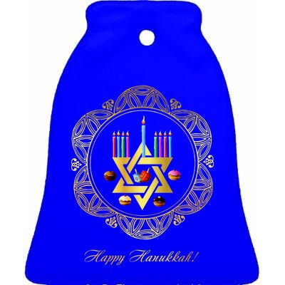 Happy Hanukkah Ceramic Bell Ornament