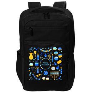 Happy Hanukkah Dreidel Star of David Menorah Mashup Impact Tech Backpack