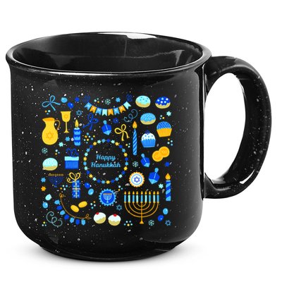 Happy Hanukkah Dreidel Star of David Menorah Mashup 15oz Campfire Ceramic Mug
