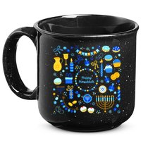 Happy Hanukkah Dreidel Star of David Menorah Mashup 15oz Campfire Ceramic Mug