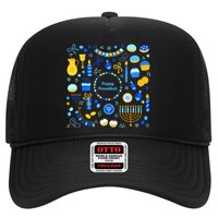 Happy Hanukkah Dreidel Star of David Menorah Mashup Trucker Hat