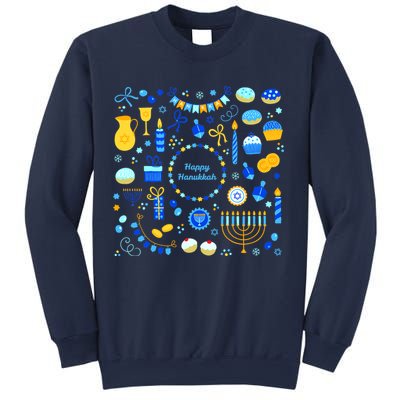Happy Hanukkah Dreidel Star of David Menorah Mashup Sweatshirt