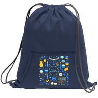 Happy Hanukkah Dreidel Star of David Menorah Mashup Sweatshirt Cinch Pack Bag