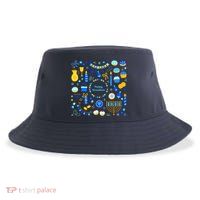 Happy Hanukkah Dreidel Star of David Menorah Mashup Sustainable Bucket Hat