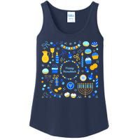 Happy Hanukkah Dreidel Star of David Menorah Mashup Ladies Essential Tank