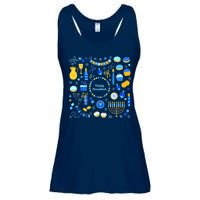 Happy Hanukkah Dreidel Star of David Menorah Mashup Ladies Essential Flowy Tank