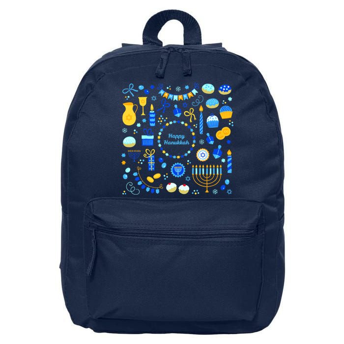 Happy Hanukkah Dreidel Star of David Menorah Mashup 16 in Basic Backpack