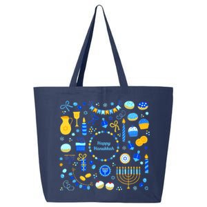 Happy Hanukkah Dreidel Star of David Menorah Mashup 25L Jumbo Tote