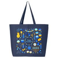 Happy Hanukkah Dreidel Star of David Menorah Mashup 25L Jumbo Tote