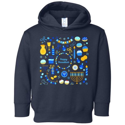 Happy Hanukkah Dreidel Star of David Menorah Mashup Toddler Hoodie