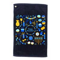 Happy Hanukkah Dreidel Star of David Menorah Mashup Golf Towel