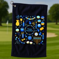 Happy Hanukkah Dreidel Star of David Menorah Mashup Golf Towel