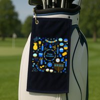 Happy Hanukkah Dreidel Star of David Menorah Mashup Golf Towel