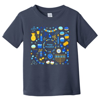 Happy Hanukkah Dreidel Star of David Menorah Mashup Toddler T-Shirt