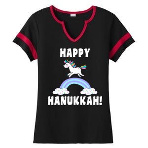 Happy Hanukkah Magic Unicorn Ladies Halftime Notch Neck Tee