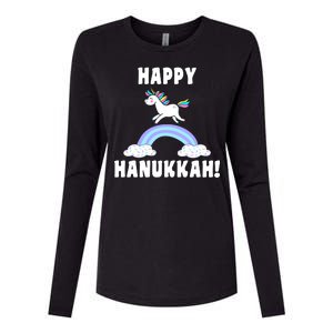 Happy Hanukkah Magic Unicorn Womens Cotton Relaxed Long Sleeve T-Shirt