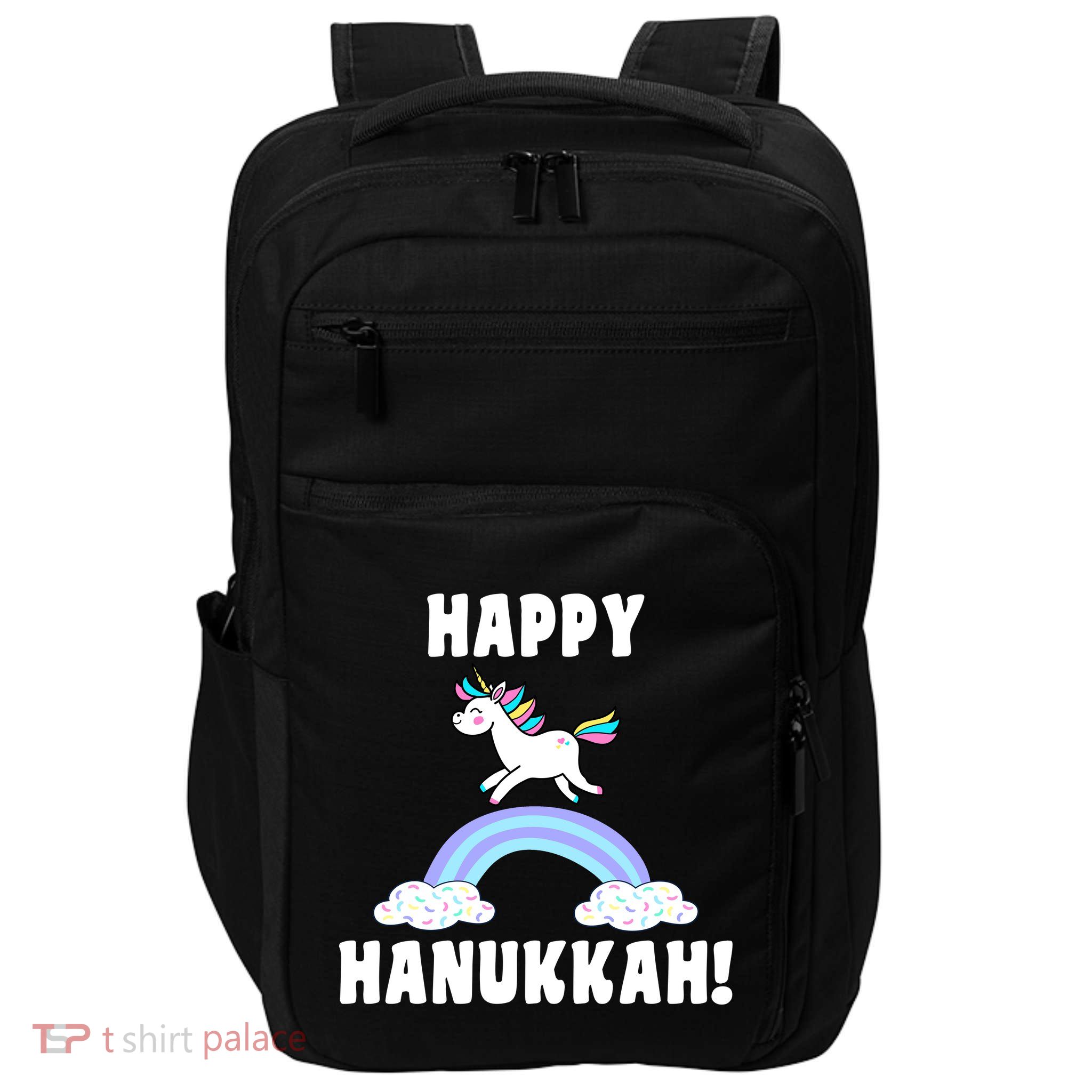 Happy Hanukkah Magic Unicorn Impact Tech Backpack