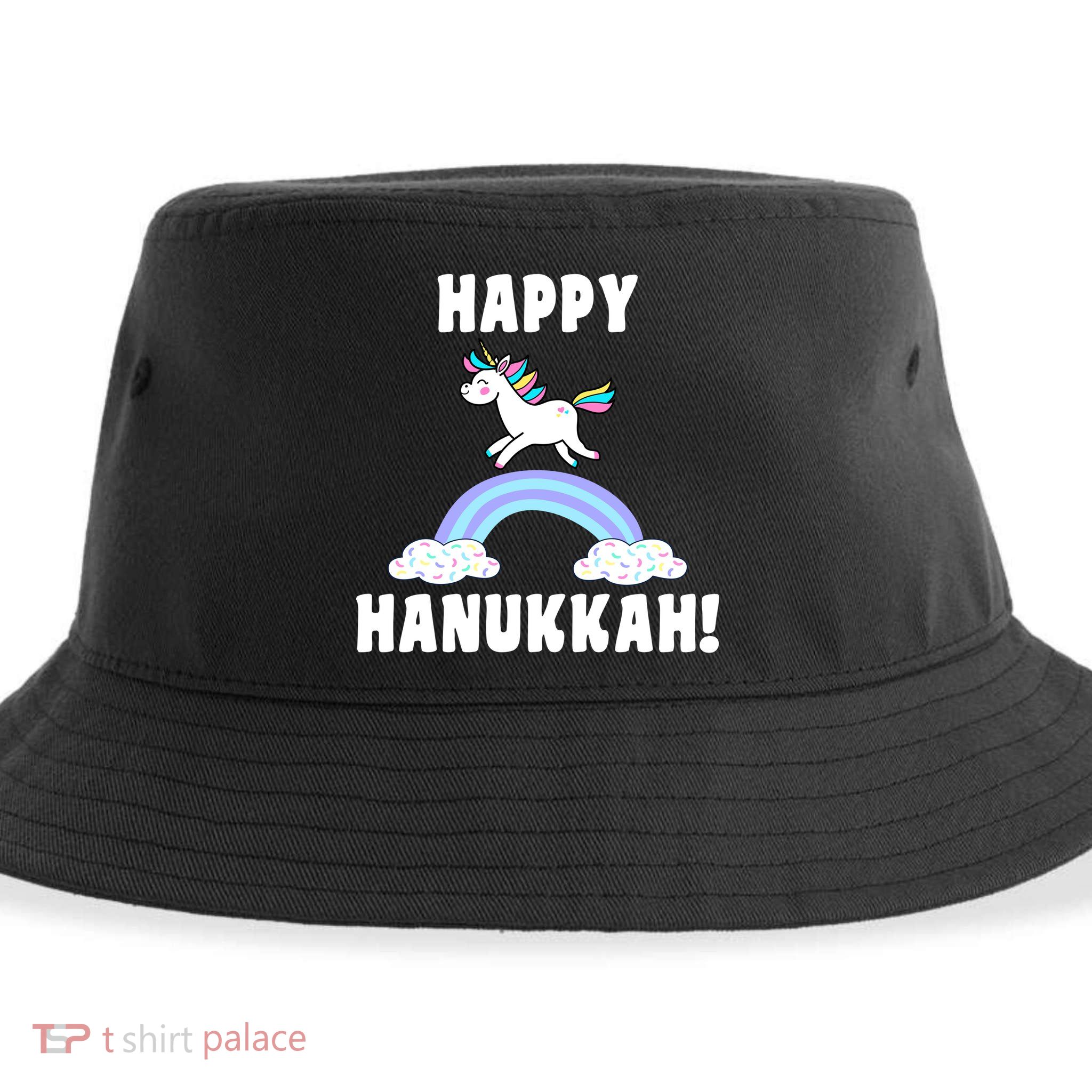Happy Hanukkah Magic Unicorn Sustainable Bucket Hat