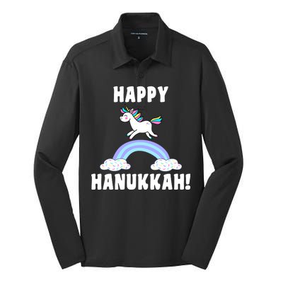 Happy Hanukkah Magic Unicorn Silk Touch Performance Long Sleeve Polo