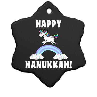 Happy Hanukkah Magic Unicorn Ceramic Star Ornament