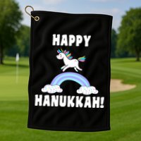 Happy Hanukkah Magic Unicorn Golf Towel