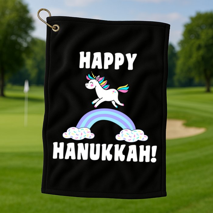 Happy Hanukkah Magic Unicorn Golf Towel
