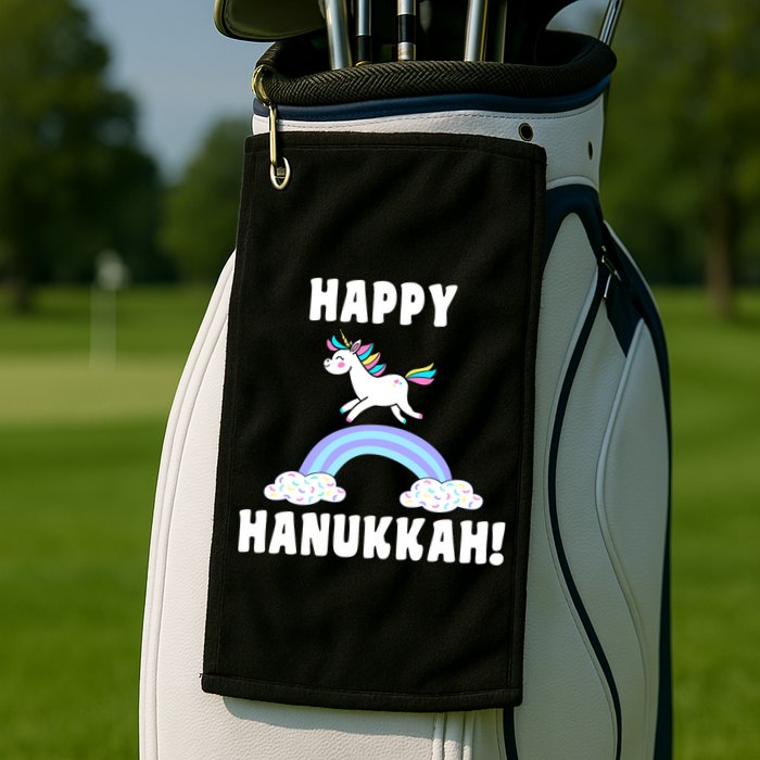 Happy Hanukkah Magic Unicorn Golf Towel