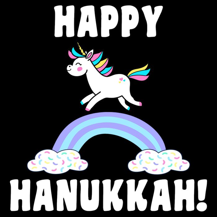Happy Hanukkah Magic Unicorn Cropped Pullover Crew
