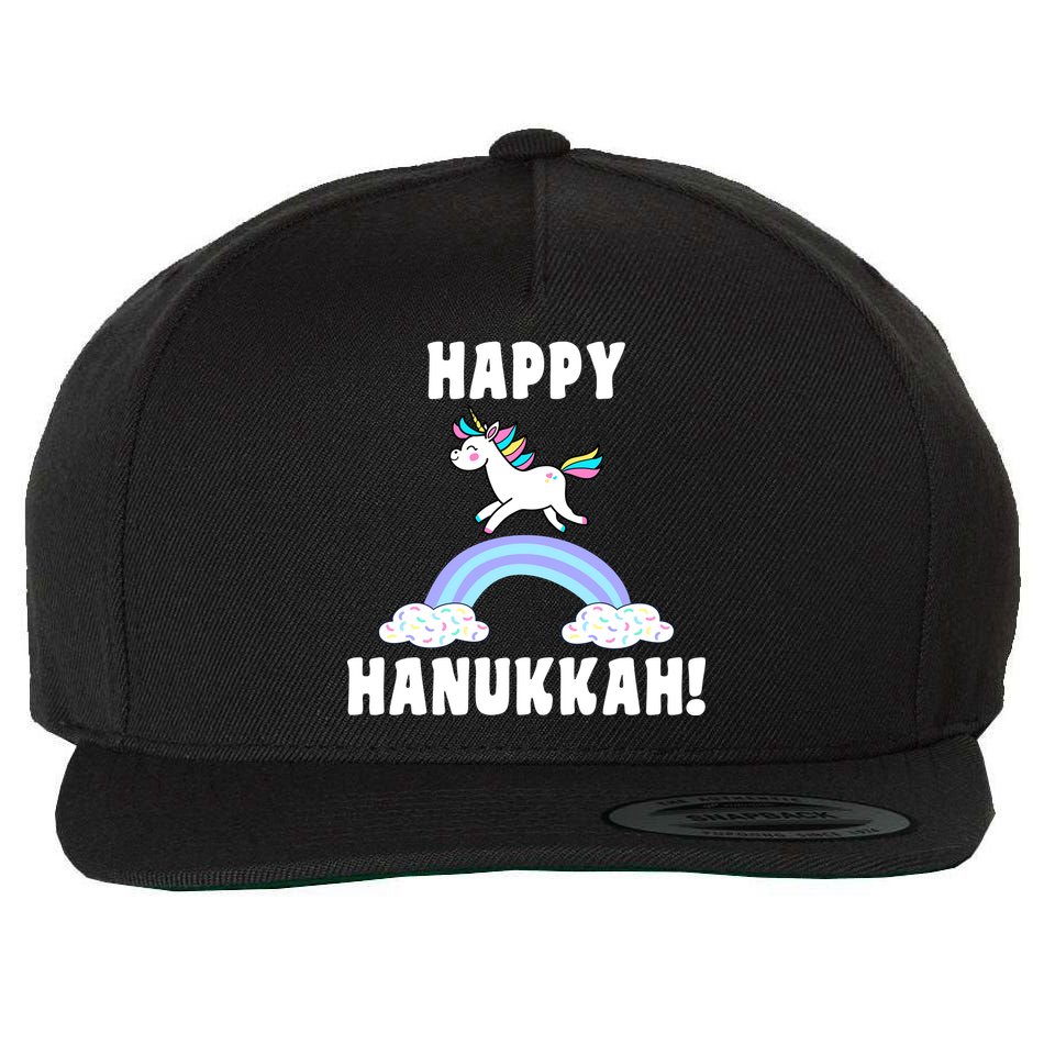 Happy Hanukkah Magic Unicorn Wool Snapback Cap