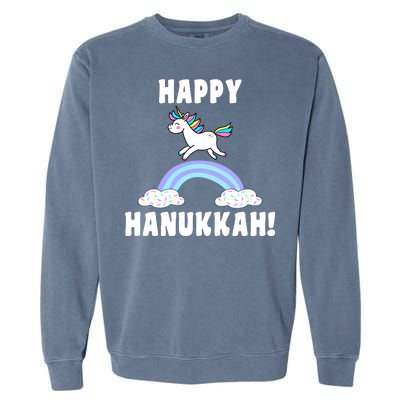 Happy Hanukkah Magic Unicorn Garment-Dyed Sweatshirt