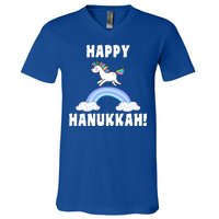 Happy Hanukkah Magic Unicorn V-Neck T-Shirt