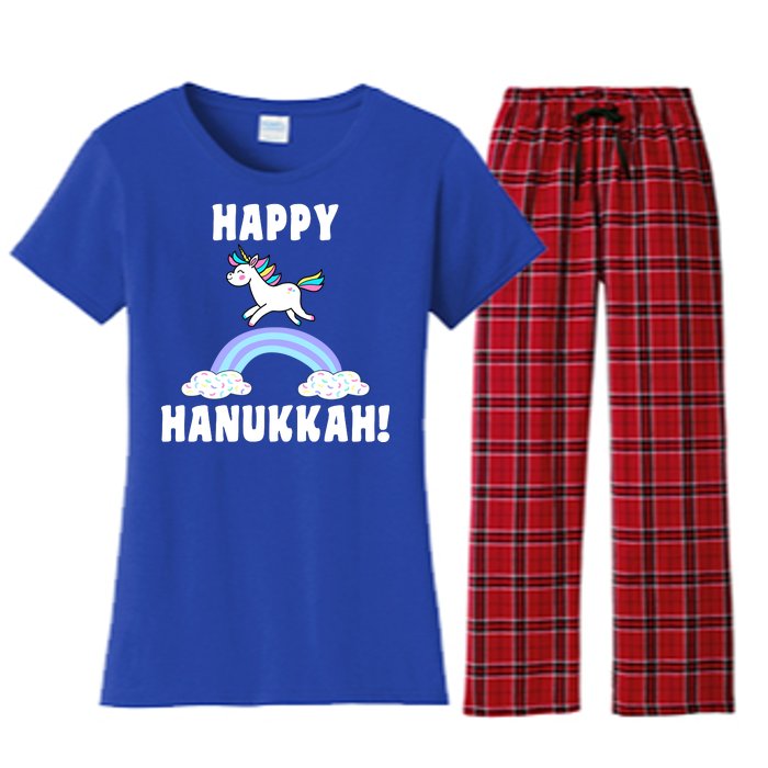 Happy Hanukkah Magic Unicorn Women's Flannel Pajama Set