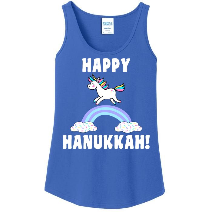 Happy Hanukkah Magic Unicorn Ladies Essential Tank