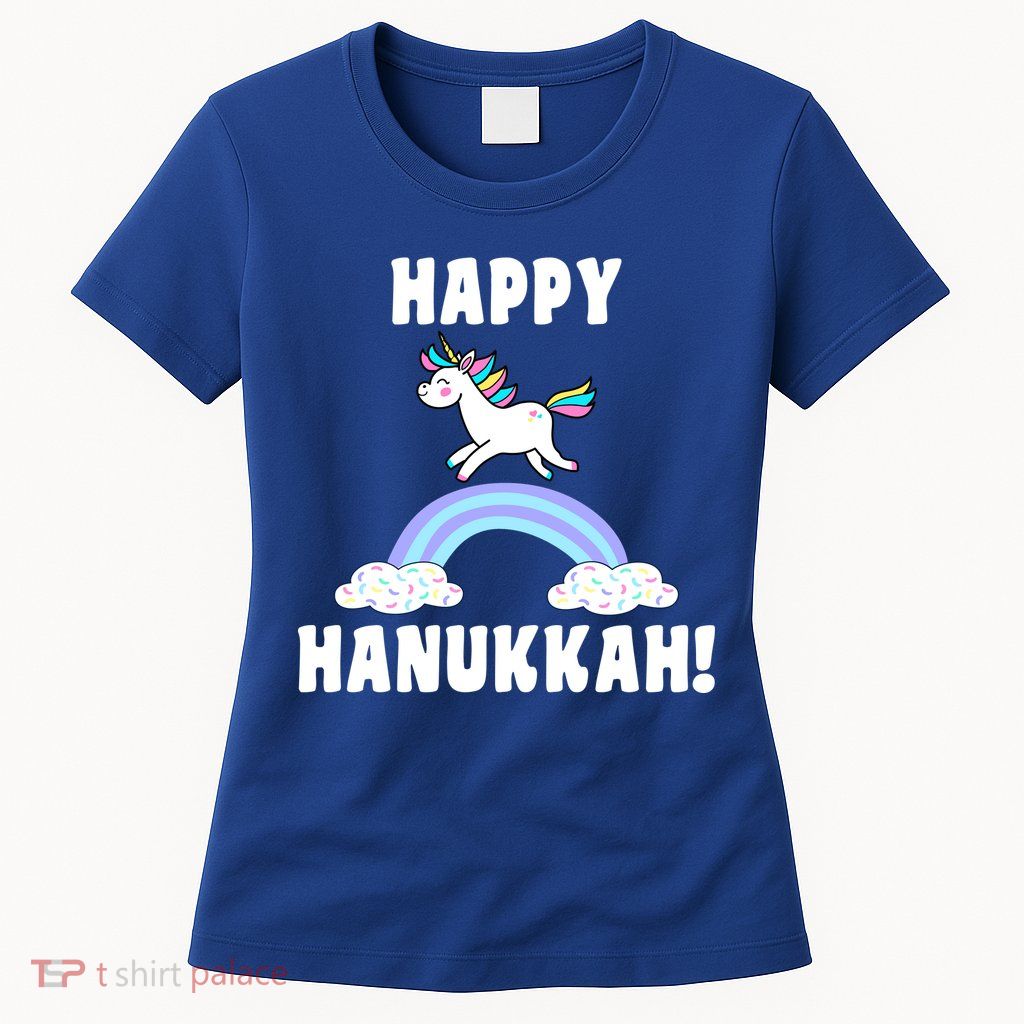 Happy Hanukkah Magic Unicorn Womens T-Shirt