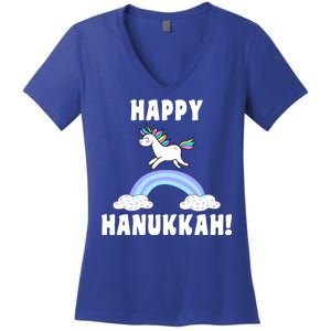 Happy Hanukkah Magic Unicorn Women's V-Neck T-Shirt