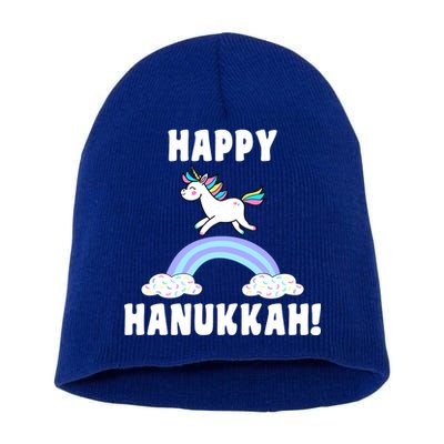 Happy Hanukkah Magic Unicorn Short Acrylic Beanie
