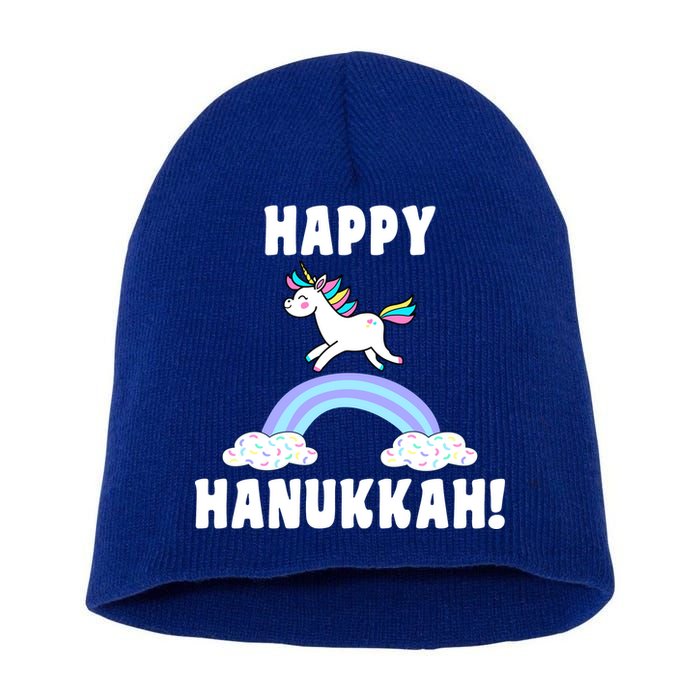 Happy Hanukkah Magic Unicorn Short Acrylic Beanie