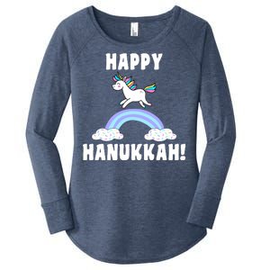 Happy Hanukkah Magic Unicorn Women's Perfect Tri Tunic Long Sleeve Shirt