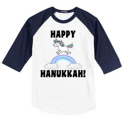 Happy Hanukkah Magic Unicorn Baseball Sleeve Shirt