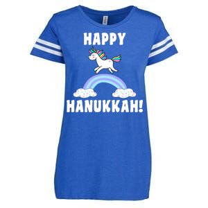 Happy Hanukkah Magic Unicorn Enza Ladies Jersey Football T-Shirt